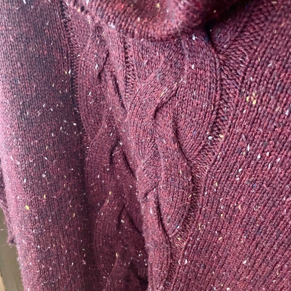 a.n.a plus size cowl neck poncho style speckled knit sweater 0X burgundy - Picture 6 of 10